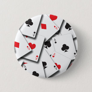 ACES PLAYING CARDS 6 CM ROUND BADGE