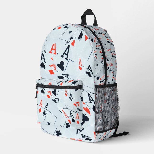 Aces Poker Cards Layered, Full Print Backpack (Back Corner Right)
