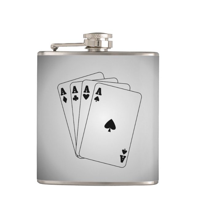 Aces Poker Hand Hip Flask (Front)