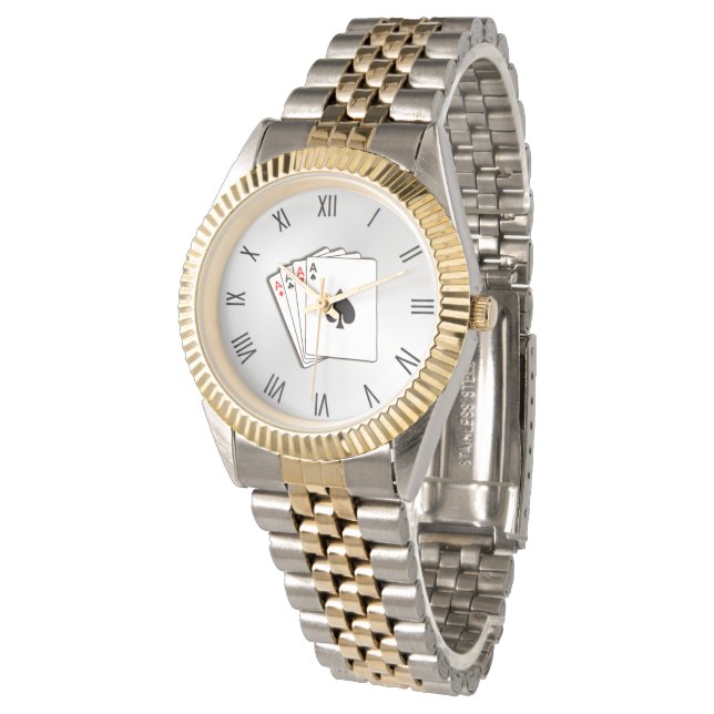 Aces w Black Roman Numerals Watch (Angled)