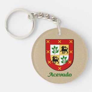 Acevado Family Shield with Flag of Spain Key Ring