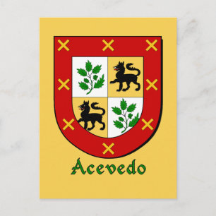 Acevedo Family Heraldic Shield Postcard
