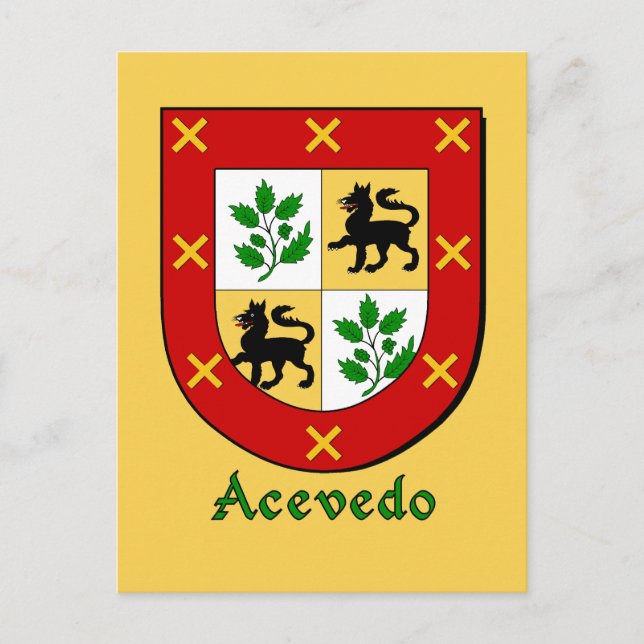 Acevedo Family Heraldic Shield Postcard (Front)