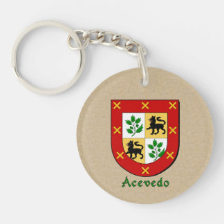 Acevedo Historical Shield with Flag of Spain Key Ring