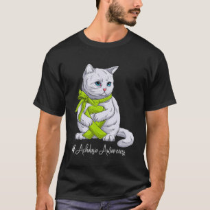 Achalasia Awareness Month Lime Green Ribbon Cat T-Shirt