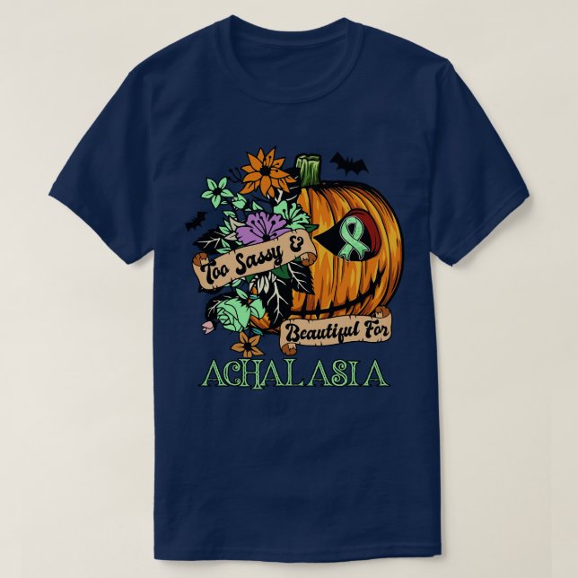 Achalasia Awareness retro halloween scary pumpkin  T-Shirt (Design Front)