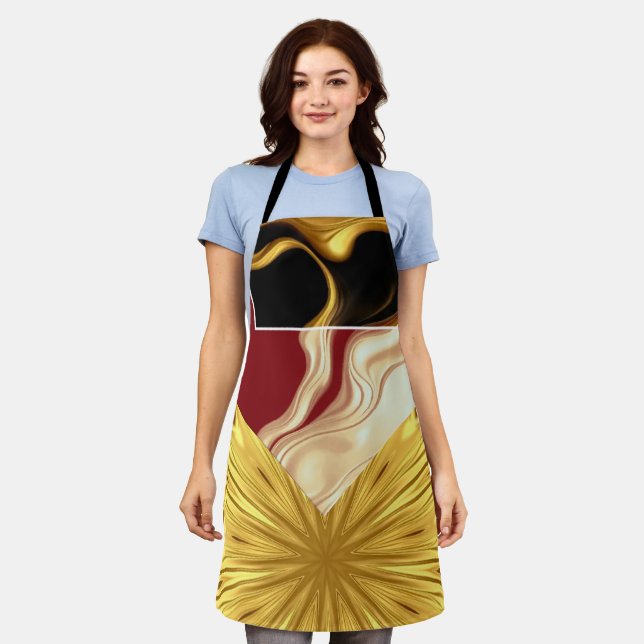Achempong Designer Apron: Opulent Swirl Crimson Go Apron (Worn)