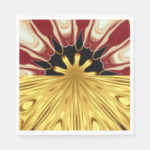 Achempong Designer Linen: Crimson & Gold Opulent S Napkin