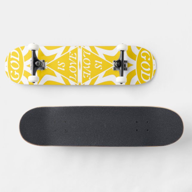 Achempong God Is Love Star Cyber Yellow & White  Skateboard (Horz)