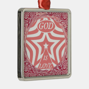 Achempong God Is Love Star Red Swirl Premium  Metal Tree Decoration
