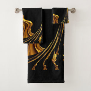 Achempong Gold Black Monochrome Christian Opulent  Bath Towel Set