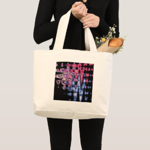 Achempong Modern Synthwave: Pink Blue Abstract Large Tote Bag