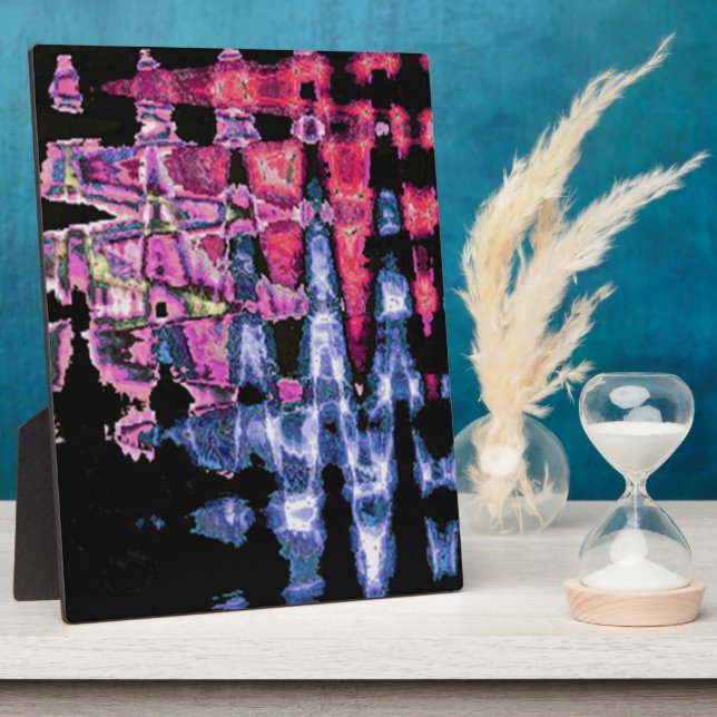 Achempong Modern Synthwave: Pink Blue Abstract Uni Plaque (Side)