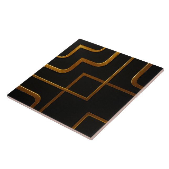 Achempong Opulent Gold Black Modern Art monochrome Tile (Side)