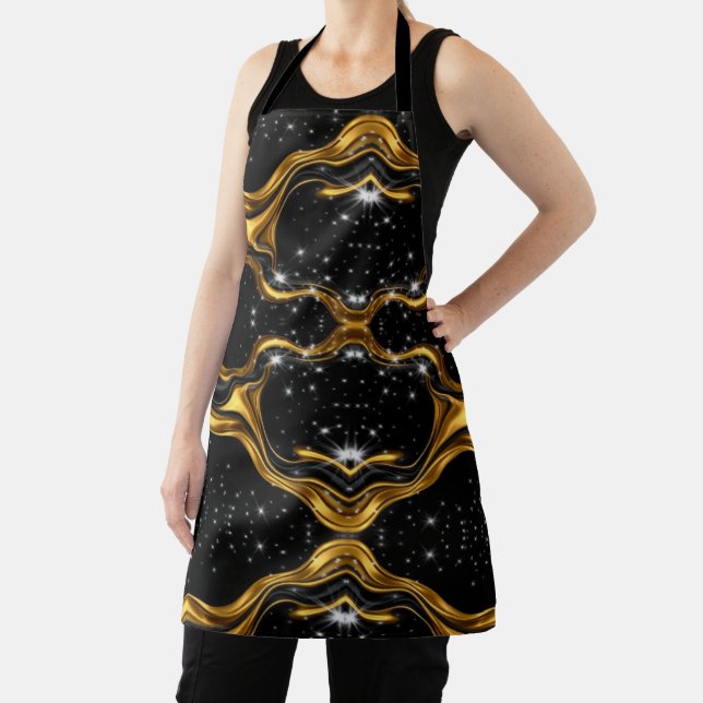 Achempong Opulent Gold Black Monochrome Designer W Apron (Insitu)