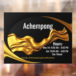Achempong Personalized Glass Door Decal: Gold Wave Window Cling