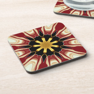 Achempong: Starburst    Deep Crimson & Gold Luxury Coaster