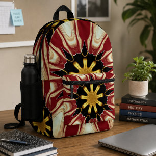 Achempong: Starburst Deep Crimson & Gold Luxury Printed Backpack