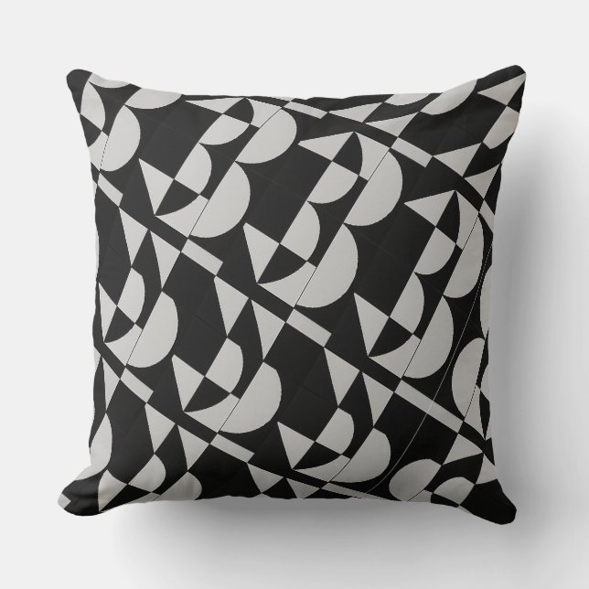 Achempong Zazzle: Geometric Black White Modern Art Cushion (Front)