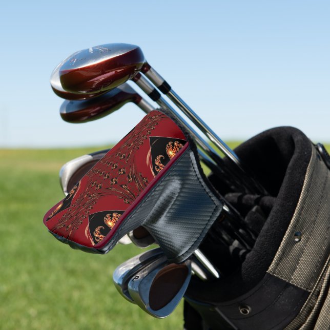 Achempong Zazzle: Luxury Red Swirl High-End Course Golf Head Cover (In Situ)