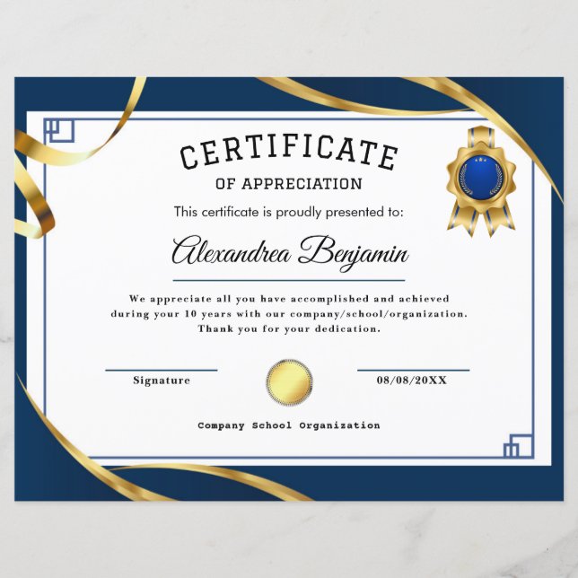 Achievement Appreciate Certificate (Front)