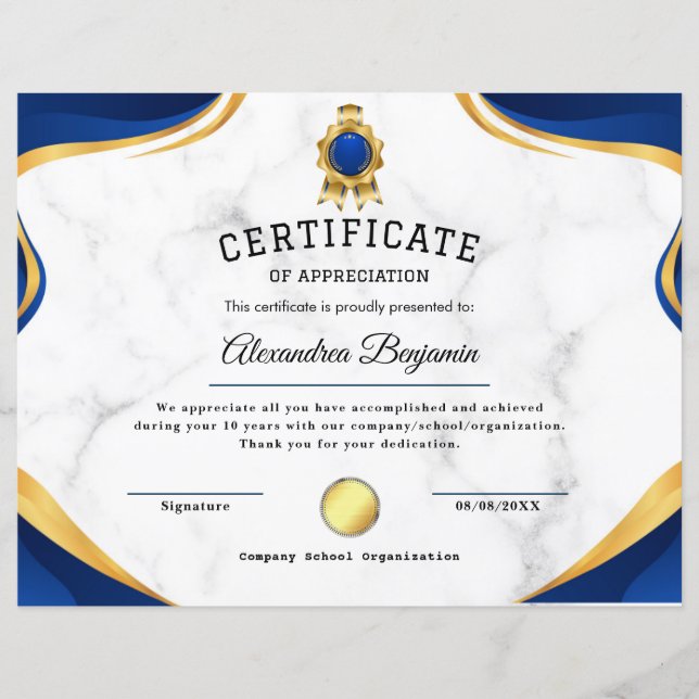 Achievement Appreciate Certificate (Front)