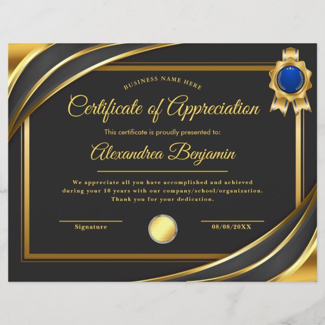 Achievement Appreciate Certificate (Front)