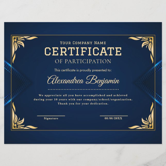 Achievement Appreciate Certificate (Front)
