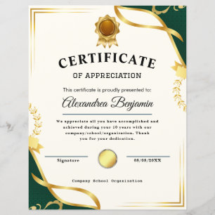Achievement Appreciate Gold Blue Certificate