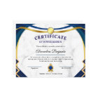 Achievement Appreciate Gold Blue Certificate