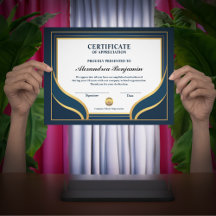Achievement Appreciate Gold Blue Certificate 