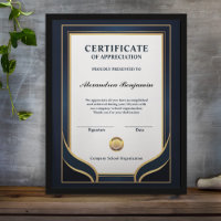 Achievement Appreciate Gold Blue Certificate