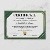 Achievement Appreciate Gold Green Certificate