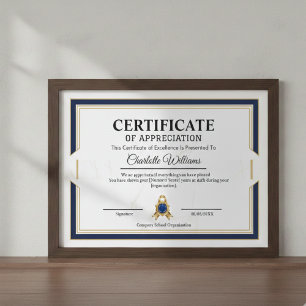 Achievement Appreciation Gold Certificate Poster