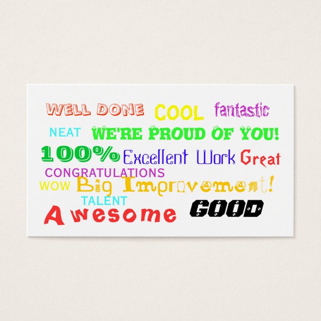 Achievement Award Card (Front)