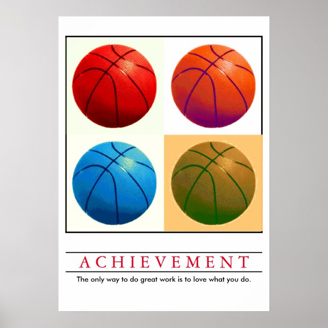 Achievement Motivational Basketball Pop Art Poster (Front)