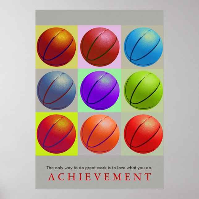 Achievement Motivational Basketball Pop Art Poster (Front)