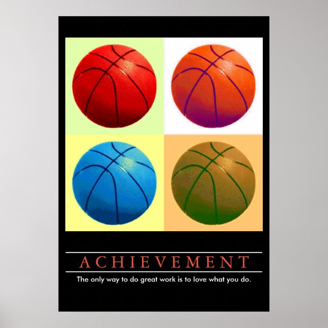 Achievement Motivational Basketball Pop Art Poster (Front)