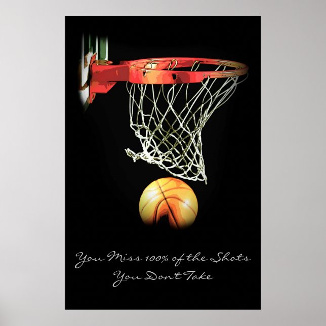 Achievement Motivational Quote Basketball Poster (Front)