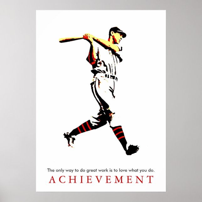 Achievement Motivational Retro Baseball Player Poster (Front)