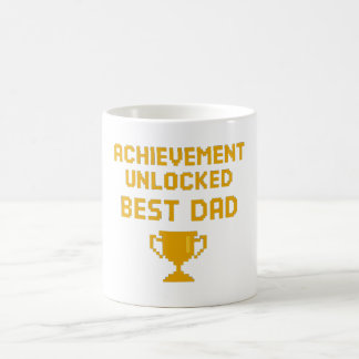 Achievement Unlocked Best Dad Pixel Trophy Coffee Mug