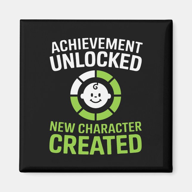 Achievement Unlocked Character Created Funny Gamer Magnet (Front)