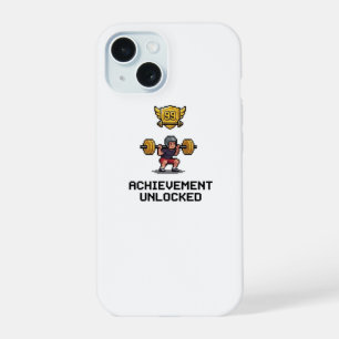 Achievement Unlocked Level 99 Pixel Gym Motivation iPhone 15 Case