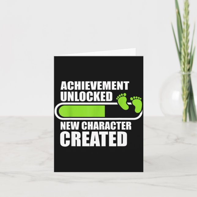 Achievement Unlocked New Character D Funny Pregnan Card (Front)