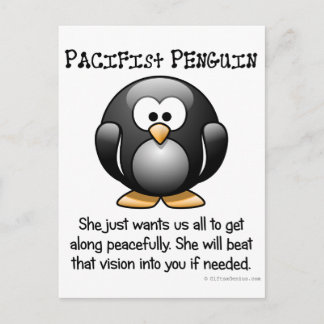 Achieving peace through violence postcard