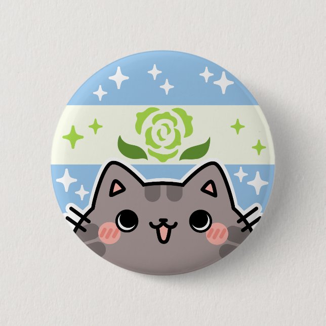 Achillean LGBT Pride Flag Cat Button (Front)