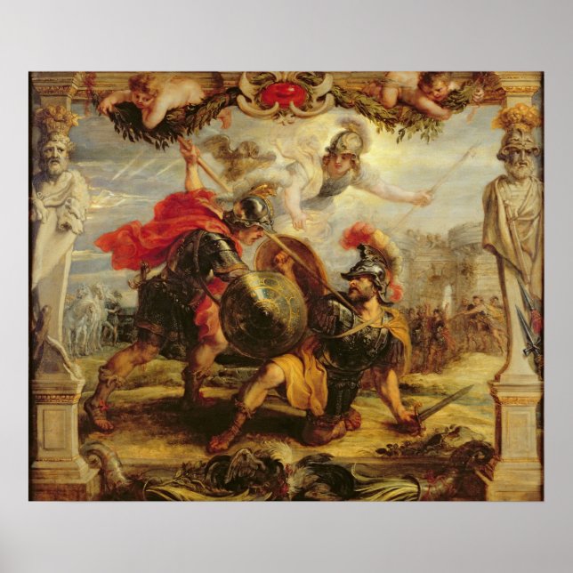 Achilles Defeating Hector, 1630-32 Poster (Front)