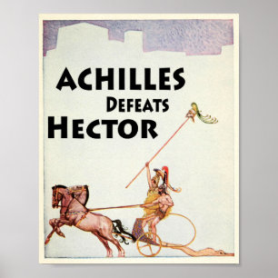 Achilles Kills Hector in The Illiad Illustration Poster