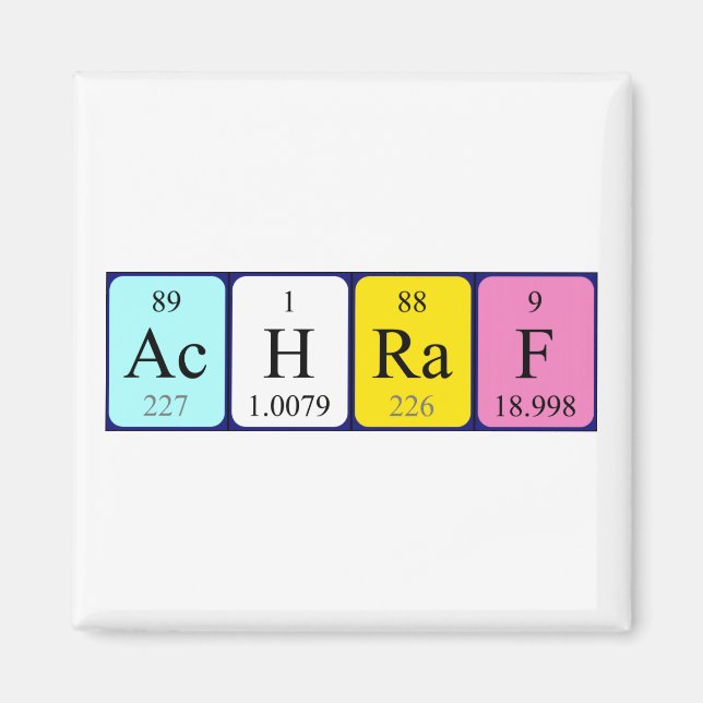 Achraf periodic table name magnet (Front)