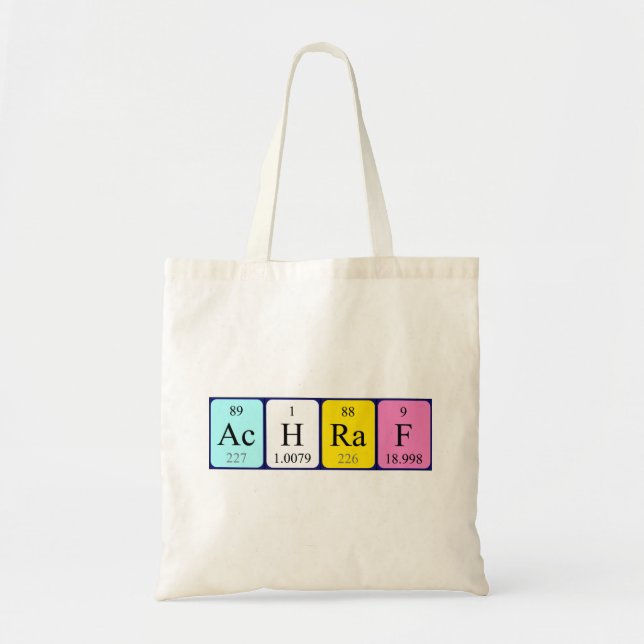 Achraf periodic table name tote bag (Front)